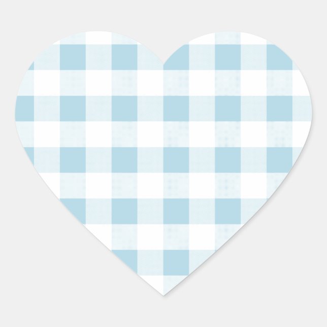 Adesivo Coração Pale Blue Gingham (Frente)