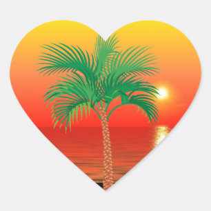 Adesivo Coração Palm Tree Heart Sticker