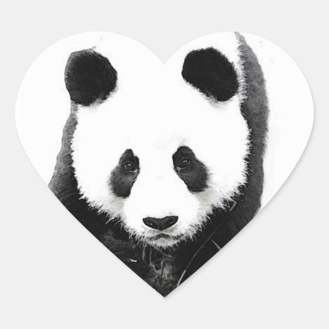 Adesivo Coração Panda Face Heart Sticker (Frente)