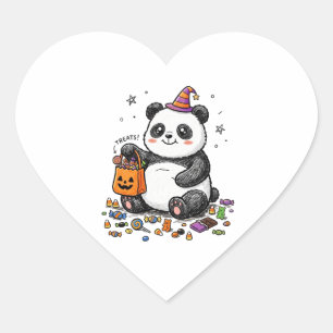 Adesivo Coração Panda Gordinho de Halloween com Barriga de Doce &