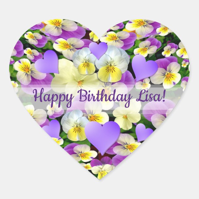 Adesivo Coração Pansy Personalizado Perfeito (Frente)
