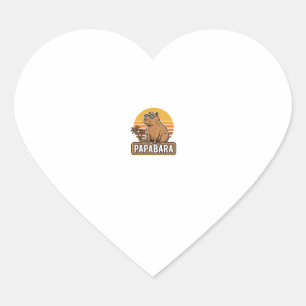 Adesivo Coração PAPABARA Design Vetorial de Capivara Pai Retro_1