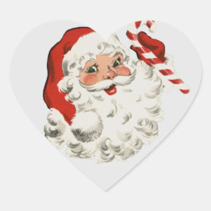 Adesivo Coração Papai noel alegre do vintage