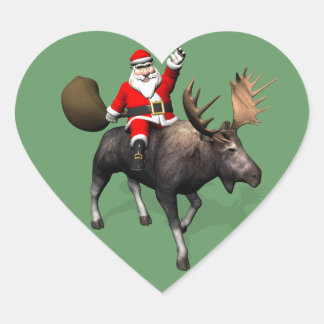 Adesivo Coração Papai Noel Andando Em Moose