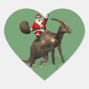 Adesivo Coração Papai Noel Andando Em Parasaurolofo
