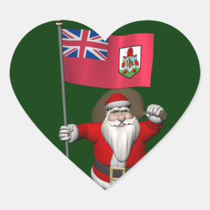 Adesivo Coração Papai Noel com a bandeira de Bermuda