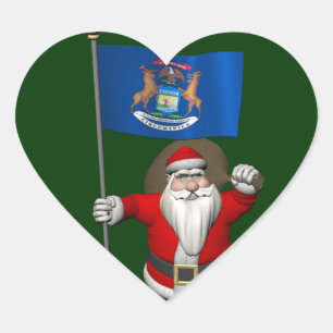 Adesivo Coração Papai Noel Com Alferes De Michigan