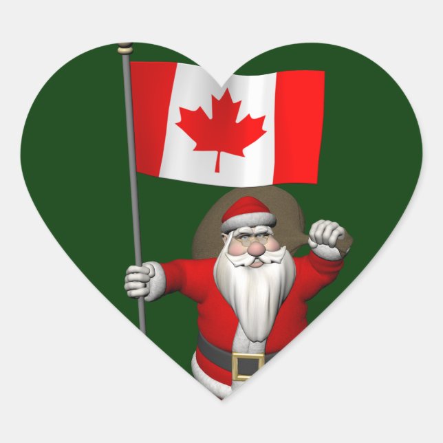 Adesivo Coração Papai Noel Com Alferes Do Canadá (Frente)