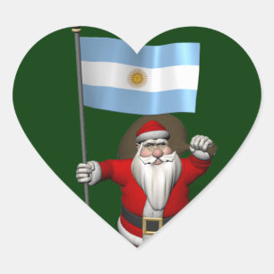 Adesivo Coração Papai Noel Com Estandarte Da Argentina