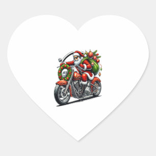 Adesivo Coração Papai Noel de Moto Natal Motociclista