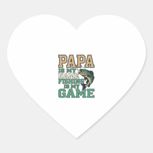 Adesivo Coração Papai Pescar é Meu Jogo Camisa Vintage de Peixe De