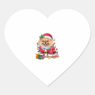 Adesivo Coração Papais noeis de Iluminação Xmas Pomerânia de Cão