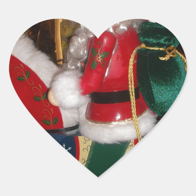 Adesivo Coração Papais noeis de Natal num Cavalo com Impressão de  (Frente)