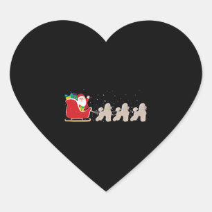 Adesivo Coração Papais noeis de Poodle no Natal - Engraçado Poodle