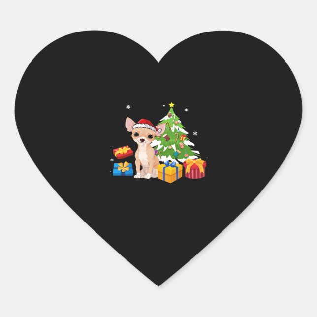 Adesivo Coração Papais noeis Engraçados Chihuahua Dog Árvore de Na (Frente)