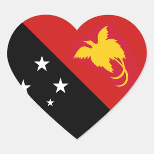 Adesivo Coração Papua Nova Guiné Flag Heart Sticker