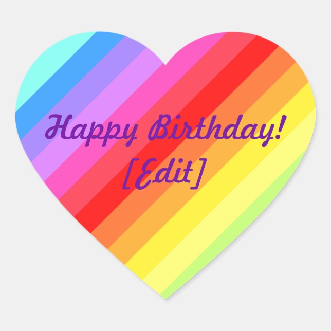 Adesivo Coração Parabéns - Rainbow Heart Stickers (Frente)