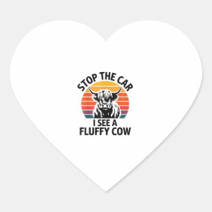 Adesivo Coração Parem O Carro Que Vejo Vaca Fluffy Retro Highland 