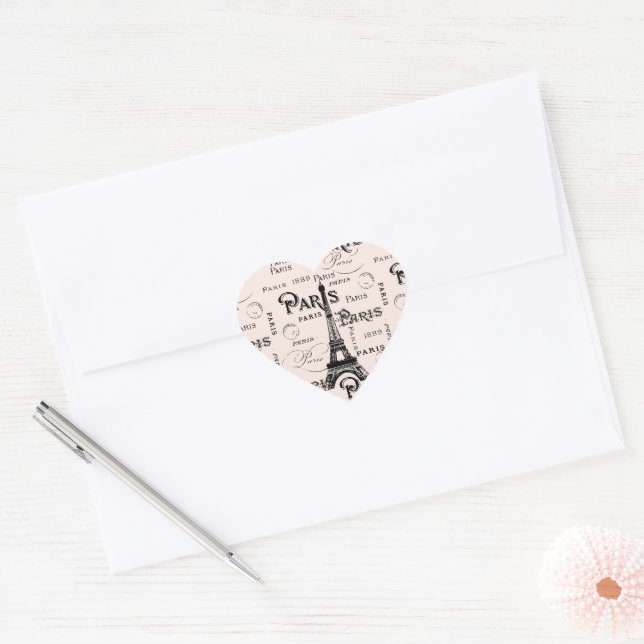 Adesivo Coração Paris, França, Presentes e Souvenirs (Envelope)
