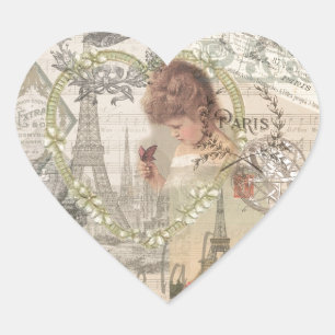Adesivo Coração Paris France Bonito Girl Eiffel