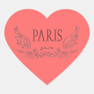 Adesivo Coração PARIS Je t'aime (eu te amo)