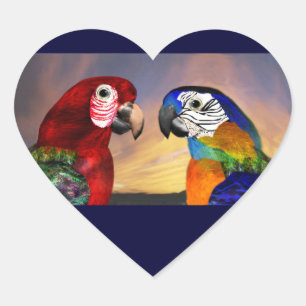 Adesivo Coração PARRÓGIOS HÍPER/coração de ARA VERMELHO e AZUL