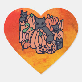 Adesivo Coração Particularmente assombrado: Gatos e Abóboras no Ha