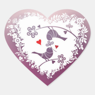 Adesivo Coração Pássaros bonitos do amor com dia dos namorados do