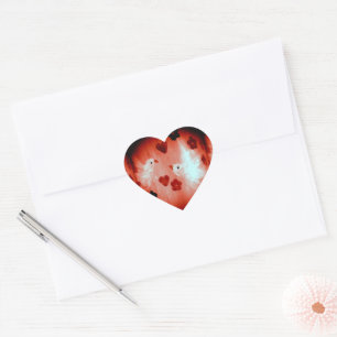 Adesivo Coração Pássaros vermelhos do amor dos corações das pom