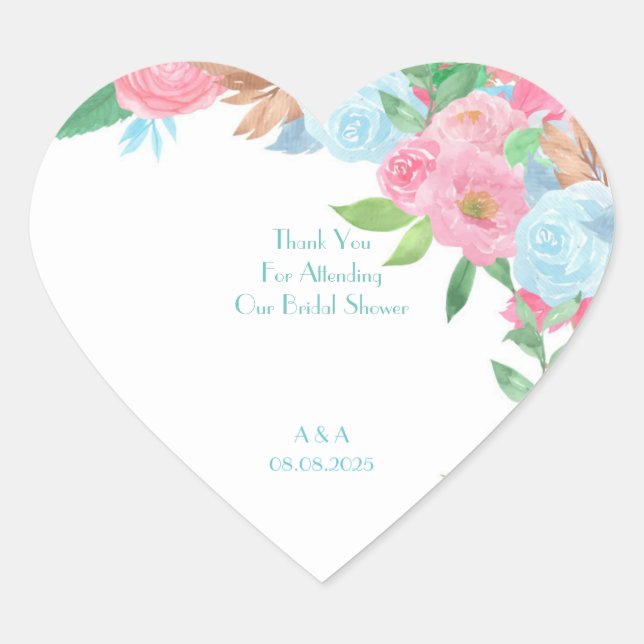 ADESIVO CORAÇÃO PASTEL FLORAL SPRING SUMMER  (Frente)