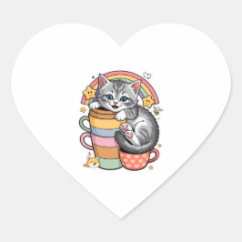 Adesivo Coração Pastel Paws & Rainbow Sips