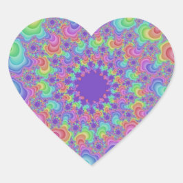 Adesivo Coração Pastel Rainbow Fractal