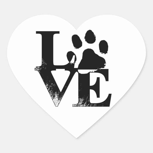 Adesivo Coração Pata Simples De Amor De Pet (Frente)