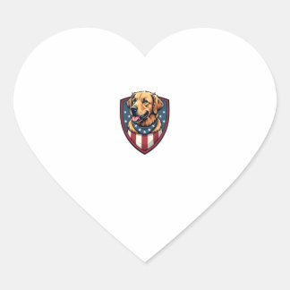 Adesivo Coração Patriotic Dog Dad Golden Retriever Engraving Shirt