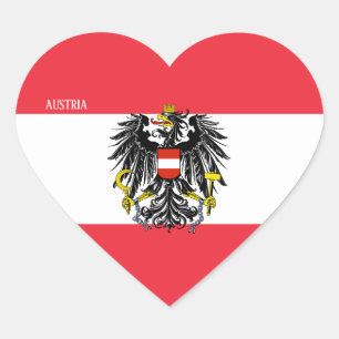Adesivo Coração Patriótico de Bandeira da Áustria