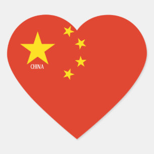 Adesivo Coração Patriótico de Bandeira da China