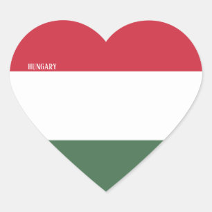Adesivo Coração Patriótico de Bandeira da Hungria