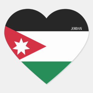 Adesivo Coração Patriótico de Bandeira da Jordânia