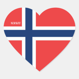 Adesivo Coração Patriótico de Bandeira da Noruega