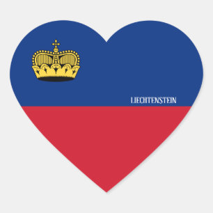 Adesivo Coração Patriótico de Bandeira do Liechtenstein