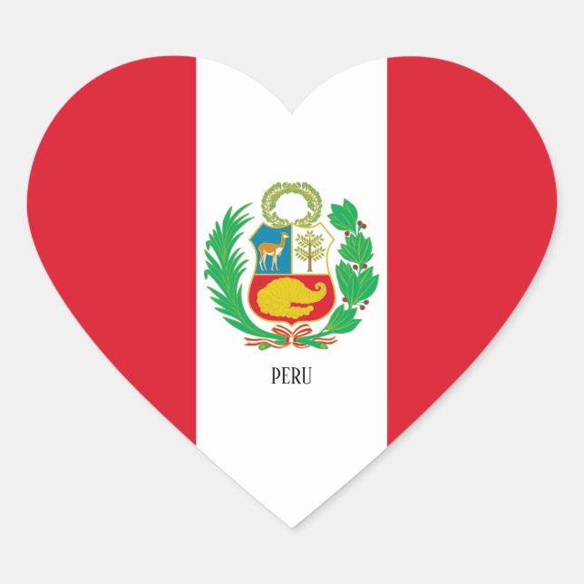 Adesivo Coração Patriótico de Bandeira do Peru (Frente)