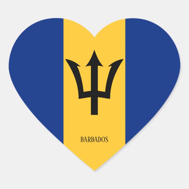 Adesivo Coração Patriótico esplêndido da bandeira de Barbados (Frente)