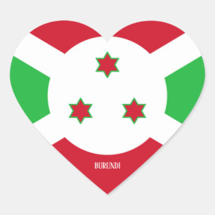 Adesivo Coração Patriótico Esplêndido da Bandeira do Burundi