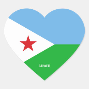 Adesivo Coração Patriótico esplêndido da bandeira do Jibuti