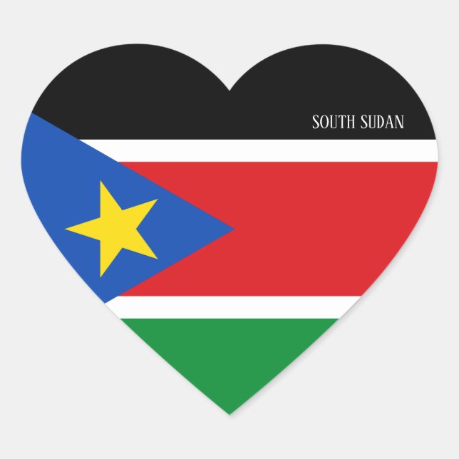 Adesivo Coração Patriótico Esplêndido da Bandeira do Sudão do Sul (Frente)
