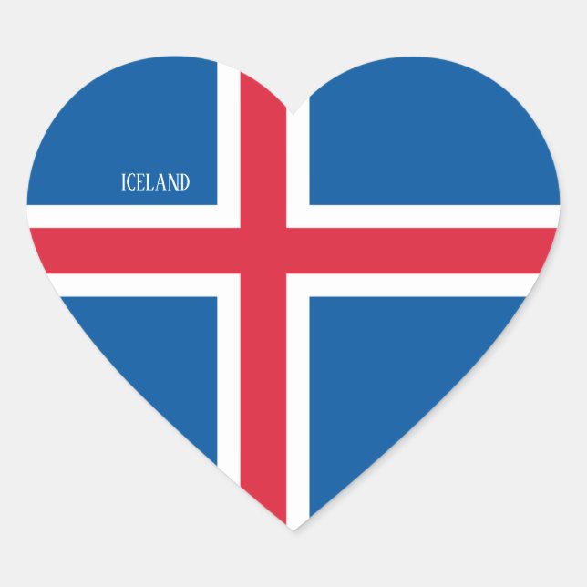 Adesivo Coração Patriótico Esplêndido de Bandeira da Islândia (Frente)