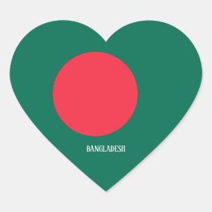 Adesivo Coração Patriótico Esplêndido de Bandeira de Bangladesh