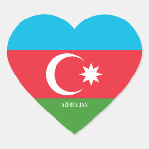 Adesivo Coração Patriótico Esplêndido de Bandeira do Azerbaijão