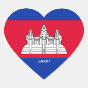 Adesivo Coração Patriótico Esplêndido de Bandeira do Camboja