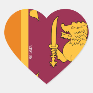 Adesivo Coração Patriótico Esplêndido de Bandeira do Sri Lanka